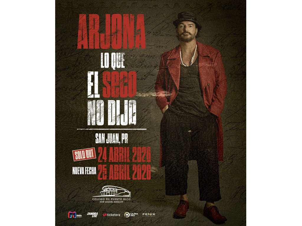 Sold Out para Ricardo Arjona en el Coliseo de Puerto Rico! “Lo Que el Seco No Dijo Tour” anuncia segunda función para el 25 de abril de 2026​