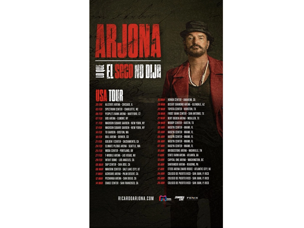 Ricardo Arjona inicia su recorrido por Estados Unidos y Puerto Rico con su gira  “Lo que el Seco no dijo”