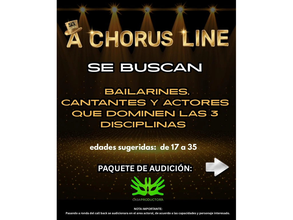 Casa Productora anuncia audiciones para el Musical Chorus Line