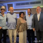 De izq. a derecha, Willito Otero (cantante), José Rodríguez (Presidente del Comité Centenario de Tite Curet Alonso), Hilda Curet (Hija de Tite Curet Alonso), Josean Ortiz (Actor y Productor) y Humberto Ramírez (trompetista, compositor, director musical)